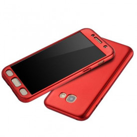 Husa Samsung Galaxy A5 2017, FullBody Elegance Luxury Red, acoperire completa 360 grade cu folie de sticla gratis