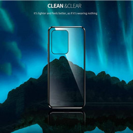 Husa Samsung Galaxy S20 , Magnetica 360 Negru, Perfect Fit cu spate de sticla securizata premium + folie de sticla pentru ecran