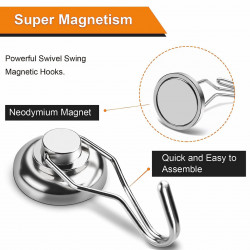 Magnet puternic din neodim in carcasa de otel cu carlig rotativ de agatat pana la 20kg forta
