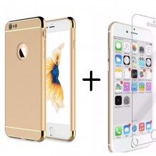 Pachet husa Elegance Luxury 3in1 Gold pentru Apple iPhone 6 / Apple iPhone 6S cu folie de sticla gratis