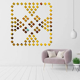 Set Oglinzi Design Patrat - Oglinzi Decorative Acrilice 4/4 Gold 100 buc