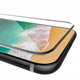 Folie de sticla Apple iPhone X, cu margini colorate Negru