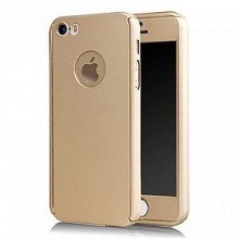 Husa Apple iPhone 5/5S/SE, FullBody Gold, acoperire completa 360 grade cu folie de sticla gratis