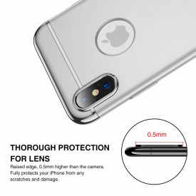 Husa Apple iPhone X, Elegance Luxury 3in1 Argintiu
