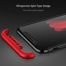 Husa Apple iPhone X, FullBody 360° 3in1 Negru-Rosu