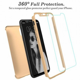 Husa Apple iPhone X, FullBody Elegance Luxury Auriu, acoperire completa 360 grade cu folie de sticla gratis