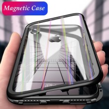 Husa Apple iPhone X, Magnetica 360 grade Negru , Perfect FIt cu spate de sticla securizata premium + folie de sticla pentru ecran gratis