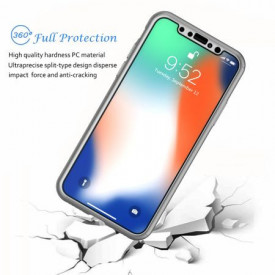 Husa Apple iPhone XS, FullBody Elegance Luxury Argintiu, acoperire completa 360 grade cu folie de sticla gratis