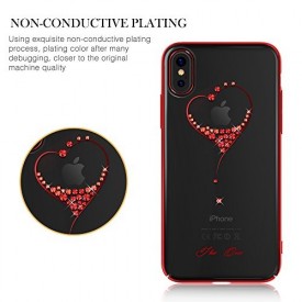 Husa Kingxbar pentru Apple iPhone X design Cristale Swarovski - Red