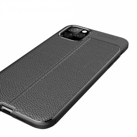 Husa pentru Apple iPhone 11 PRO MAX, Perfect Fit Black cu insertii de piele