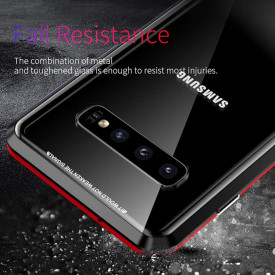 Husa Samsung Galaxy S10 Magnetica 360 grade Black, Perfect Fit cu spate de sticla securizata premium + folie de sticla pentru ecran
