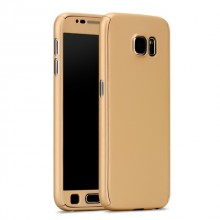 Husa Samsung Galaxy S7 Edge, FullBody Elegance Luxury Gold, acoperire completa 360 grade cu folie de protectie gratis