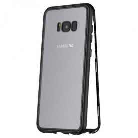 Husa Samsung Galaxy S8 Magnetica 360 grade Black, Perfect Fit cu spate de sticla securizata premium + folie de protectie gratis