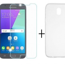 Pachet husa Elegance Luxury slim transparenta pentru Samsung Galaxy J3 2017 cu folie de sticla gratis