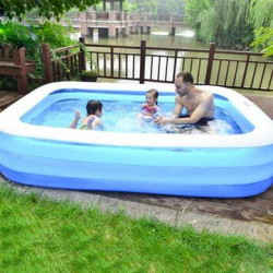 Piscina gonflabila pentru copii si adulti, PVC, 210x140x65 cm, albastru/alb