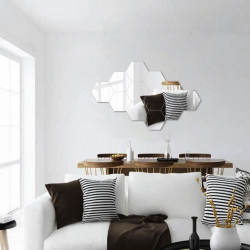 Oglinda Design Hexagon Silver - Oglinzi Decorative Acrilice Cristal - Diamant - Luxury Home - Diagonala 12-14cm - 1 bucata