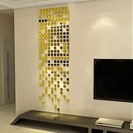 Set Oglinzi Design Patrat - Oglinzi Decorative Acrilice 4/4 Gold 100 buc