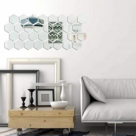 Set Oglinzi Design Hexagon Silver - Oglinzi Decorative Acrilice Cristal - Diamant - Luxury Home 12 bucati/set