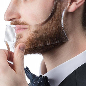Set profesional pieptene / sablon transparent contur barba & mustata + Brici profesional pentru barbierit si ras capilar, brici din otel inoxidabil, PRO