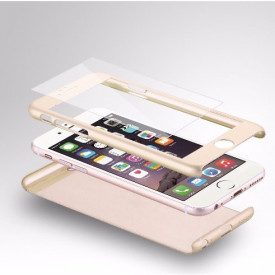 Husa Apple iPhone 6 Plus/6S Plus, FullBody Elegance Luxury Gold, acoperire completa 360 grade cu folie de sticla gratis