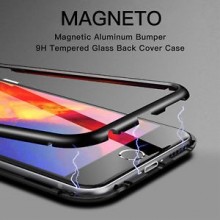 Husa Apple iPhone 7 Magnetica 360 grade Negru, Perfect Fit cu spate de sticla securizata premium + folie de sticla pentru ecran gratis