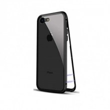 Husa Apple iPhone 8, Magnetica Negru, Perfect Fit cu spate de sticla securizata premium