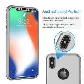 Husa Apple iPhone XS, FullBody Elegance Luxury Argintiu, acoperire completa 360 grade cu folie de sticla gratis