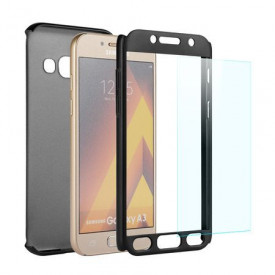Husa Samsung Galaxy A5 2017, FullBody Black, acoperire completa 360 grade cu folie de sticla gratis