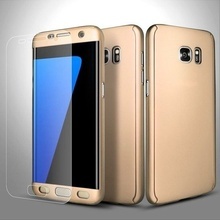 Husa Samsung Galaxy S7 Edge, FullBody Elegance Luxury Gold, acoperire completa 360 grade cu folie de protectie gratis