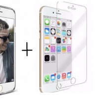 Pachet husa Elegance Luxury placata Silver pentru Apple iPhone 7 cu folie de protectie gratis