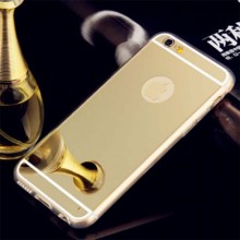 Pachet husa Elegance Luxury Tip Oglinda Gold pentru Apple iPhone 6 / Apple iPhone 6S cu folie de sticla gratis