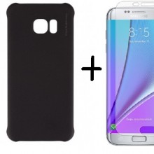 Pachet husa Elegance Luxury X-LEVEL Metalic Black pentru Samsung Galaxy S7 Edge cu folie de protectie gratis