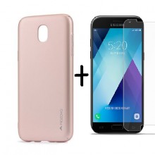 Pachet husa Elegance Luxury X-LEVEL Metalic Rose-Gold pentru Samsung Galaxy J5 2017 cu folie de protectie gratis