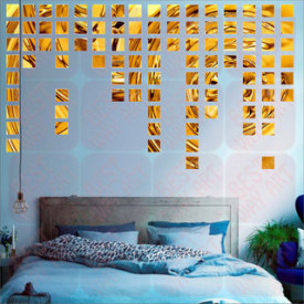 Set Oglinzi Design Patrat - Oglinzi Decorative Acrilice 4/4 Gold 100 buc
