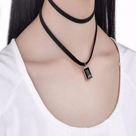 Choker Fashion Black Duble Delux - Colier elegant pentru gat