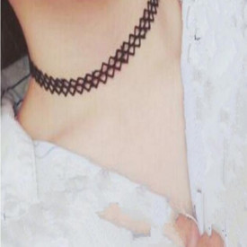 Choker Mystyle Fashion Black Mesh - Colier elegant pentru gat - Black Delux