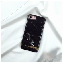 Husa Apple iPhone 7, Elegance Luxury Marble Red TPU, husa cu insertii marmura neagra-aurie