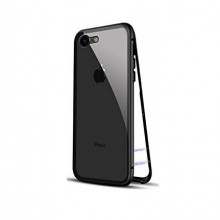 Husa Apple iPhone 7 Magnetica 360 grade Negru, Perfect Fit cu spate de sticla securizata premium + folie de sticla pentru ecran gratis