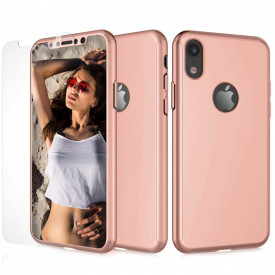 Husa Apple iPhone X, FullBody Elegance Luxury Rose-Gold, acoperire completa 360 grade cu folie de sticla gratis