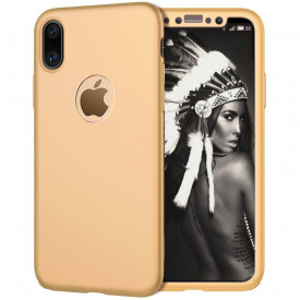Husa Apple iPhone XS, FullBody Elegance Luxury Auriu, acoperire completa 360 grade cu folie de sticla gratis