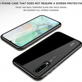 Husa Huawei P30 Pro , Magnetica 360 Negru, Perfect Fit cu spate de sticla securizata premium + folie de sticla pentru ecran