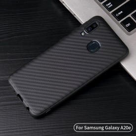 Husa pentru Samsung Galaxy A40, Perfect Fit, cu insertii de carbon, negru