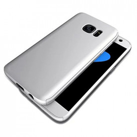 Husa Samsung Galaxy S7 Edge, FullBody Elegance Luxury Silver, acoperire completa 360 grade cu folie de protectie gratis