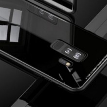 Husa Samsung Galaxy S8,Elegance Luxury Back Glass, husa cu sticla securizata pe spate de culoare neagra