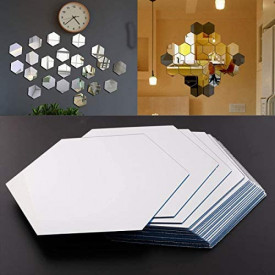 Oglinda Design Hexagon Silver - Oglinzi Decorative Acrilice Cristal - Diamant - Luxury Home - Diagonala 11.5 cm - 1 bucata