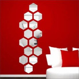 Oglinda Design Hexagon Acrilica Cristal & Diamant - Luxury Home - 18 cm - 1 bucata