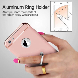 Pachet husa Elegance Luxury 3in1 Ring Rose-Gold pentru Apple iPhone 6 / Apple iPhone 6S cu folie de sticla gratis