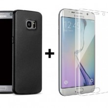 Pachet husa Elegance Luxury Antisoc TPU Black pentru Samsung Galaxy S7 Edge cu folie de sticla Clear gratis !