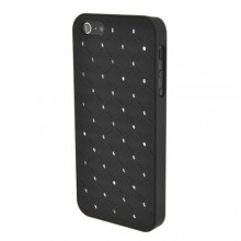 Pachet husa Elegance Luxury Black cu diamante pe spate pentru Apple iPhone 5 / Apple iPhone 5S / Apple iPhone SE cu folie de sticla gratis !