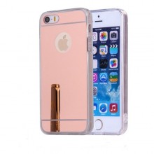 Pachet husa Elegance Luxury Tip Oglinda Rose-Gold pentru Apple Iphone 5 / Apple iPhone 5S / Apple iPhone 5SE cu folie de sticla gratis !